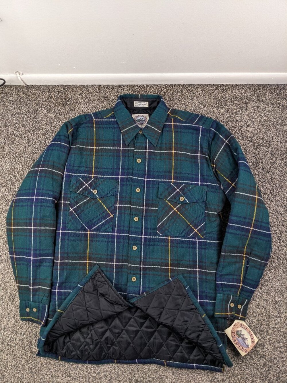 NWT Vintage Bay Area Traders Jacket Flannel Quilted Insulated Plaid Mens Medium